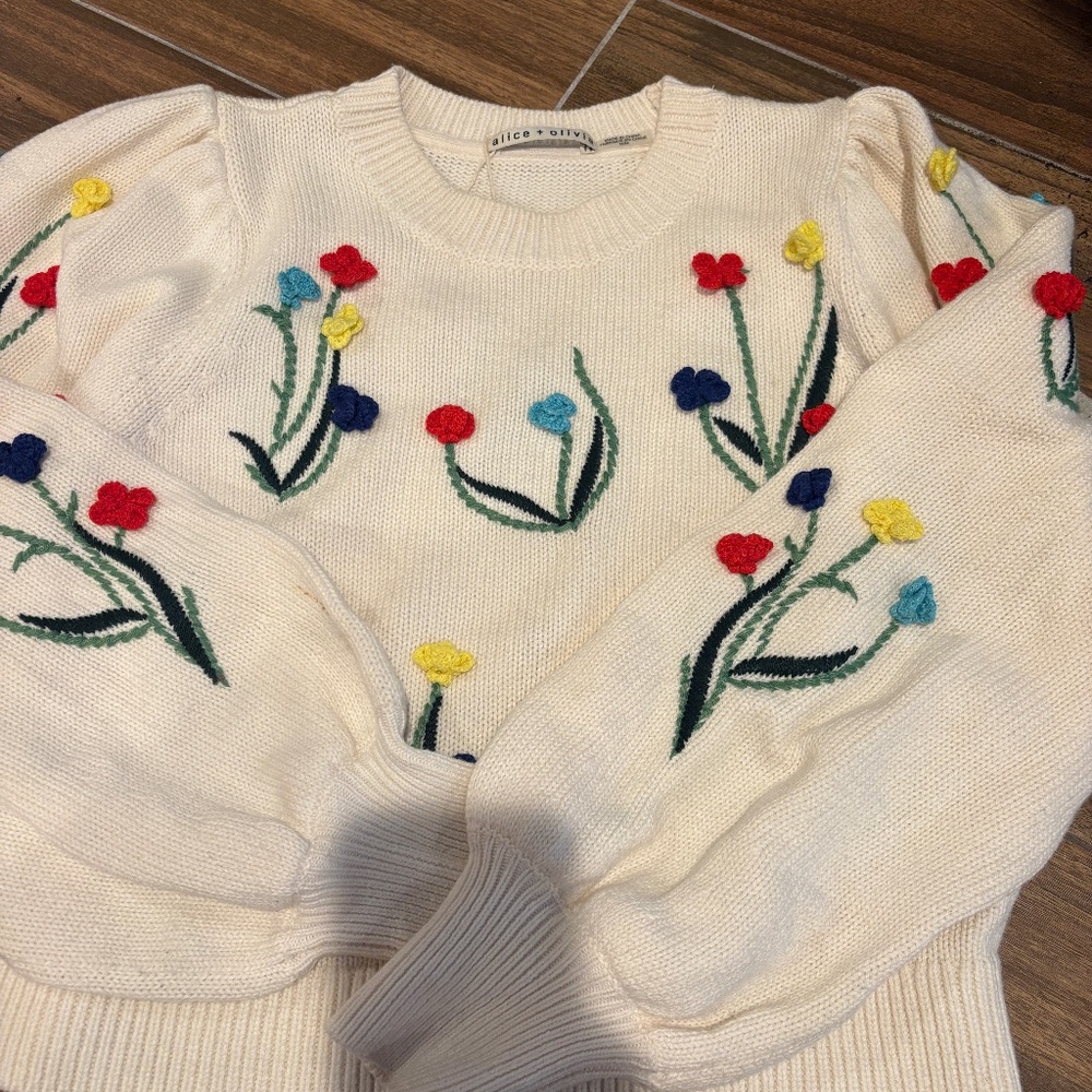 ALICE + OLIVIA WENDELL PUFFSLEEVE SWEATER - Picture 2 of 4